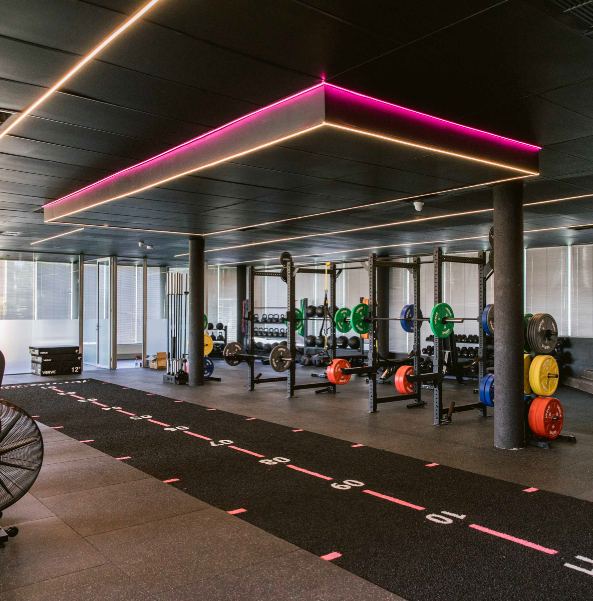 Custom branded gym turf in training facility